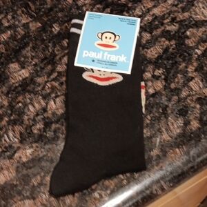 Paul Frank Sock Monkey Crew Socks Black Size 7-12 NWT